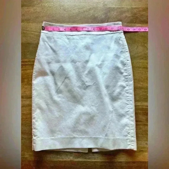 J. Crew White Pencil Skirt | 00 | Cotton Midi Skirt - Picture 3 of 8